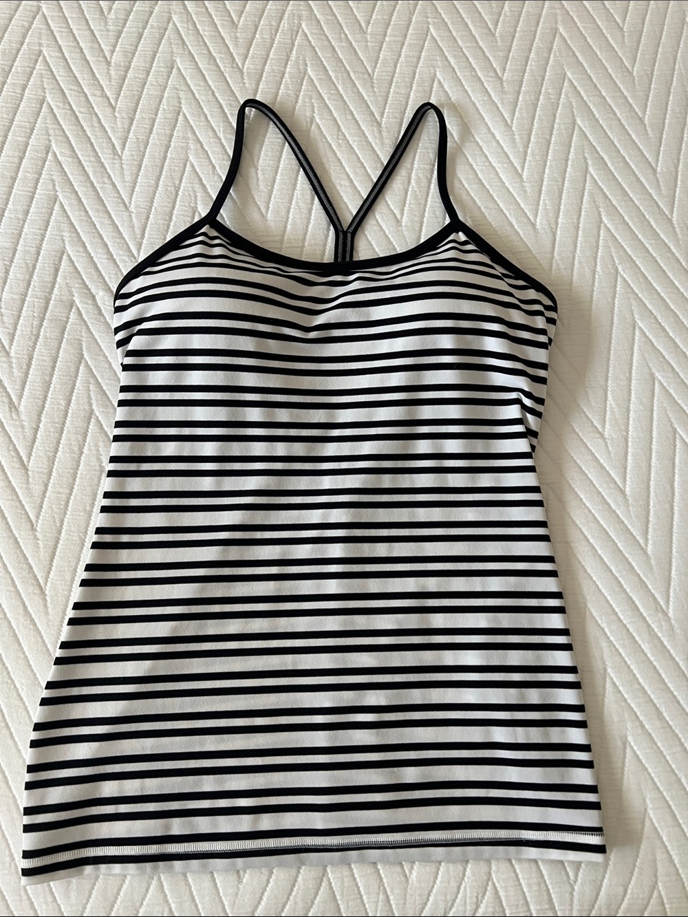 Lululemon Women’s Black & White Striped Y tee tank